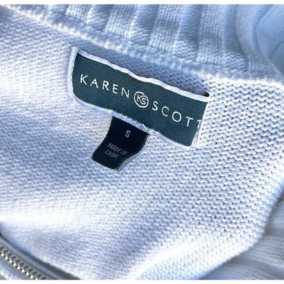 Karen Scott Women's Mapleton 1/4 Zip Cotton Sweater Black White, Striped Size S - Picture 8 of 10